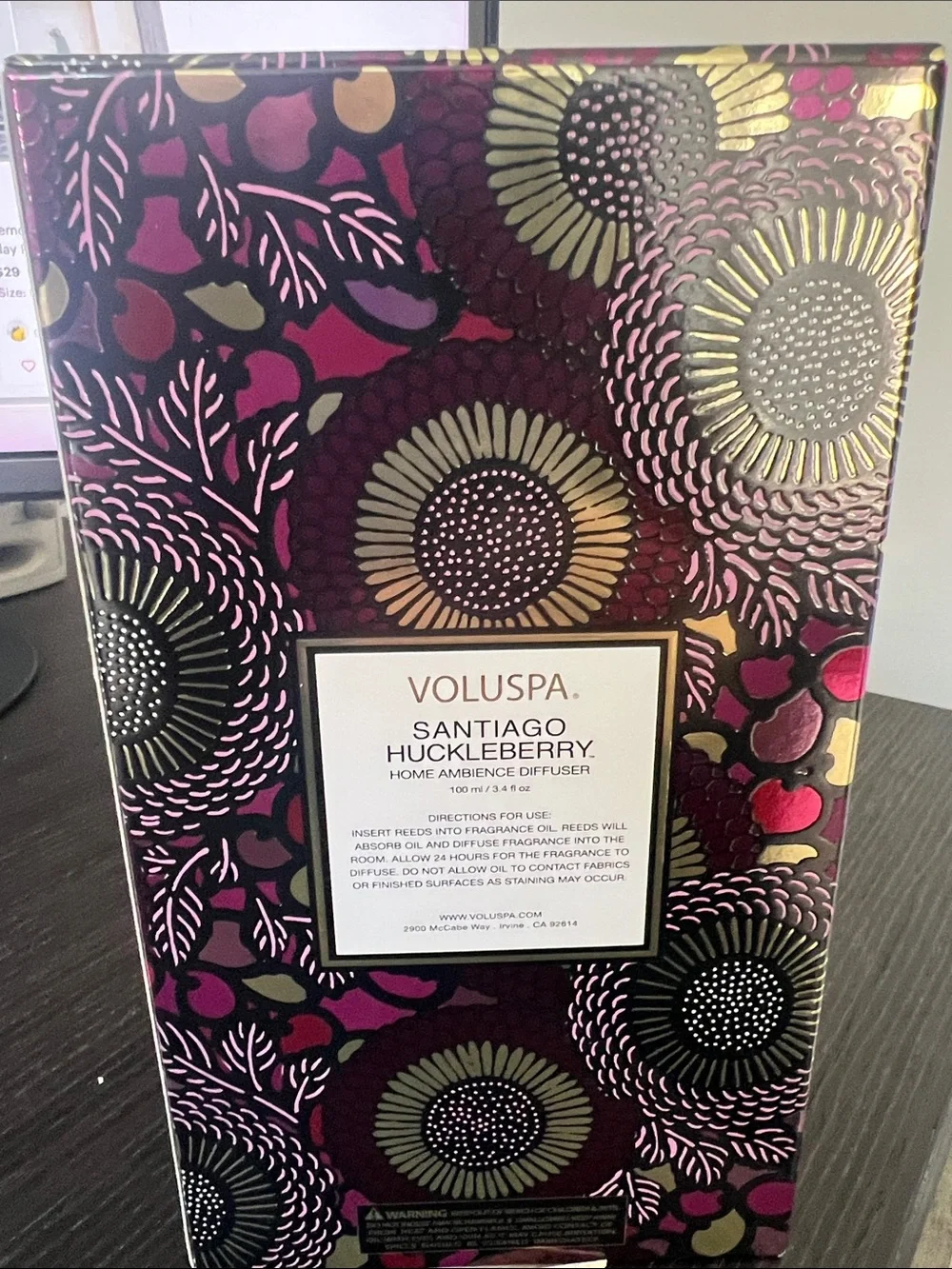 Voluspa Santiago Huckleberry Reed Diffuser - NWT